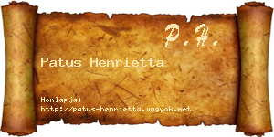 Patus Henrietta névjegykártya